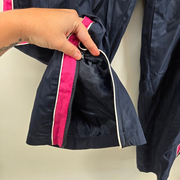 Vintage Y2K Navy Pink Stripe Nylon Windbreaker Pants Size XL Athletic Sporty - Picture 3 of 9